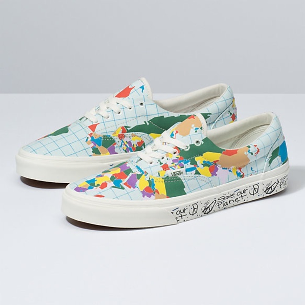 Vans Save Our Planet World Maps Atlas Canvas Lace Up Sneakers Mens 6.5 Womens 8